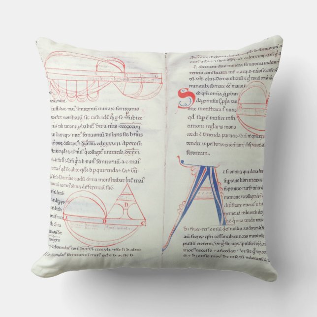 Ms 237 f.47-48 Musical intervals from Boetius's Mu Throw Pillow (Front)