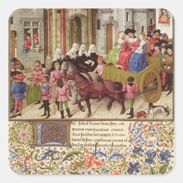 Ms 2617 Theseus makes a triumphal entry into Athen Square Sticker (Front)