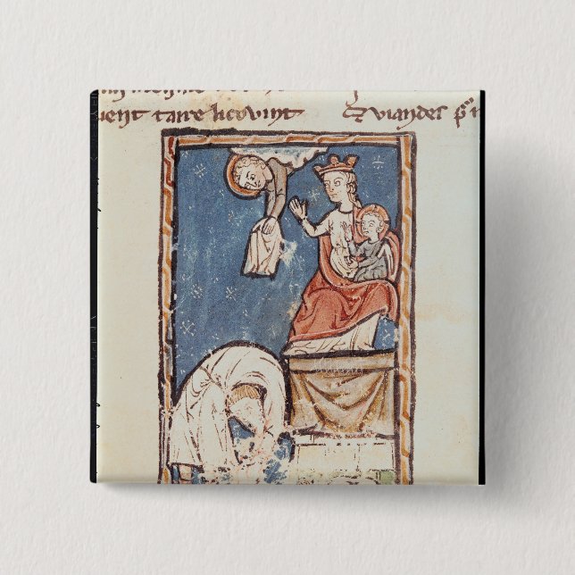Ms 3516 f.127 The Juggler of Notre Dame 2 Inch Square Button (Front)