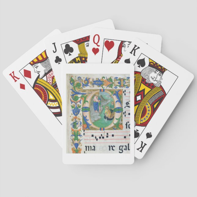 Ms 515 f.1r The Miraculous Draught of Fishes, from Playing Cards (Back)