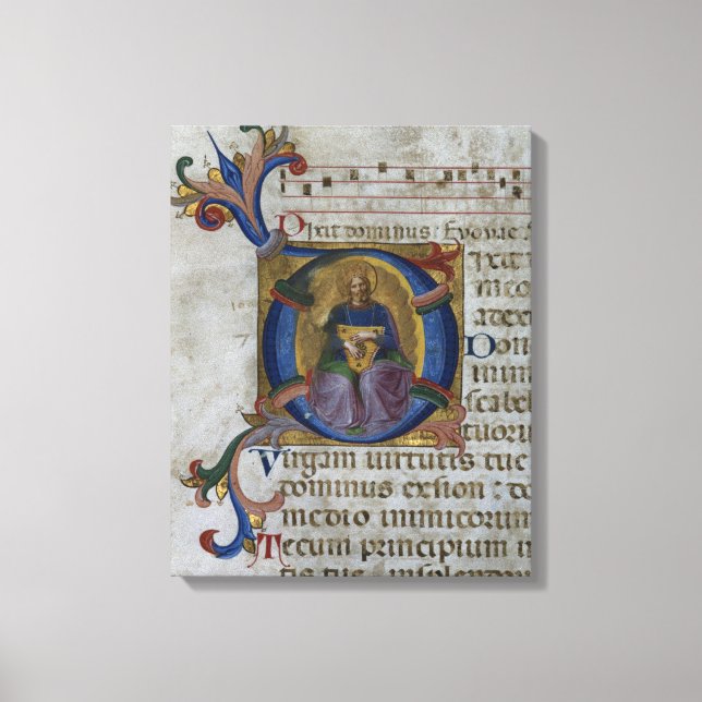 Ms 531 f.169v Historiated initial 'D' depicting Ki Canvas Print (Front)