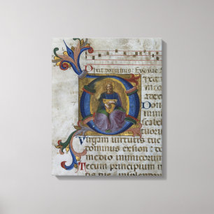 Ms 531 f.169v Historiated initial 'D' depicting Ki Canvas Print