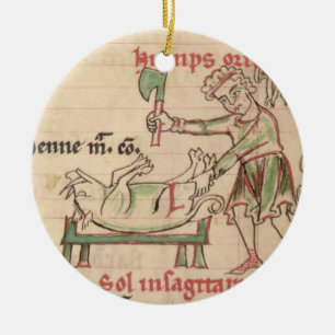 Ms 54. f.6r November: Killing the Pig, from a Cist Ceramic Ornament