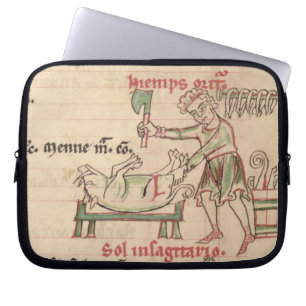 Ms 54. f.6r November: Killing the Pig, from a Cist Laptop Sleeve
