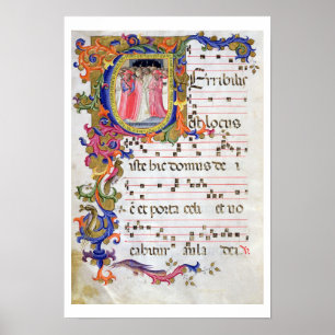 Ms 557 f.61v Page with historiated initial 'U' dep Poster