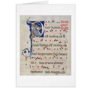 Ms 561 Page with historiated initial 'P' depicting