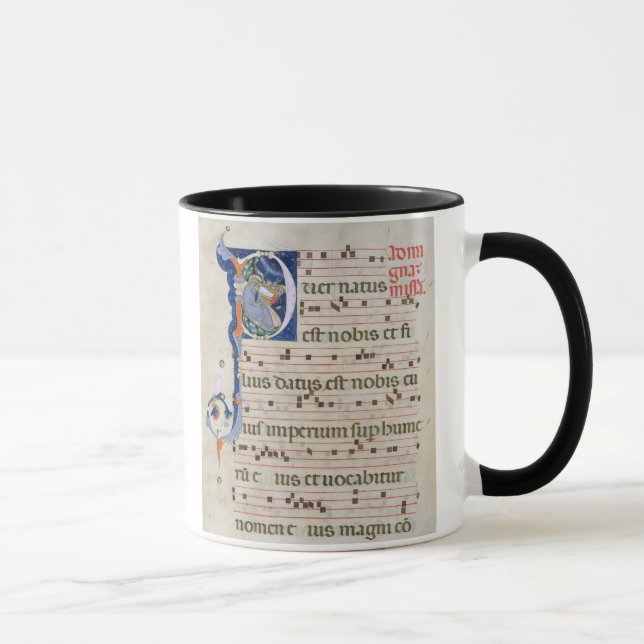 Ms 561 Page with historiated initial 'P' depicting Mug (Right)