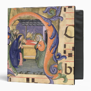 Ms 571 f.6r Historiated initial 'H' depicting the Binder