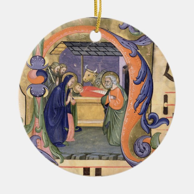 Ms 571 f.6r Historiated initial 'H' depicting the Ceramic Ornament (Front)