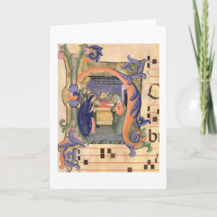 Ms 571 f.6r Historiated initial 'H' depicting the Note Card