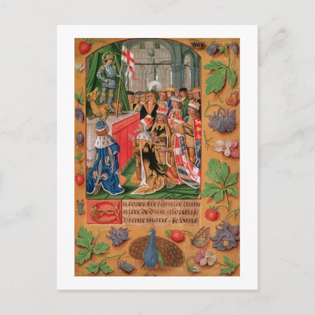 Ms Add 25698 f.3 Illuminated page from a Book of H Postcard (Front)