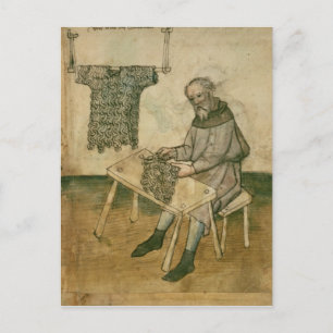Ms Amb 3172 Armourer Making a Hauberk Postcard