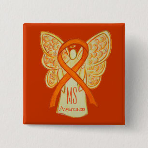 MS Awareness Ribbon Orange Angel Custom Buttons