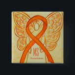 MS Awareness Ribbon Orange Angel Custom Buttons<br><div class="desc">Multiple Sclerosis (MS) awareness cause uses an orange ribbon. The awareness ribbon pin features the painting of an orange awareness ribbon angel on a custom button pendant. The awareness angel pendant notes "MS Awareness". The orange awareness angel ribbon art lapel pins or buttons can be customized with personalized messages to...</div>