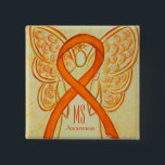 MS Awareness Ribbon Orange Angel Custom Buttons<br><div class="desc">Multiple Sclerosis (MS) awareness cause uses an orange ribbon. The awareness ribbon pin features the painting of an orange awareness ribbon angel on a custom button pendant. The awareness angel pendant notes "MS Awareness". The orange awareness angel ribbon art lapel pins or buttons can be customized with personalized messages to...</div>