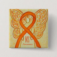 MS Awareness Ribbon Orange Angel Custom Buttons