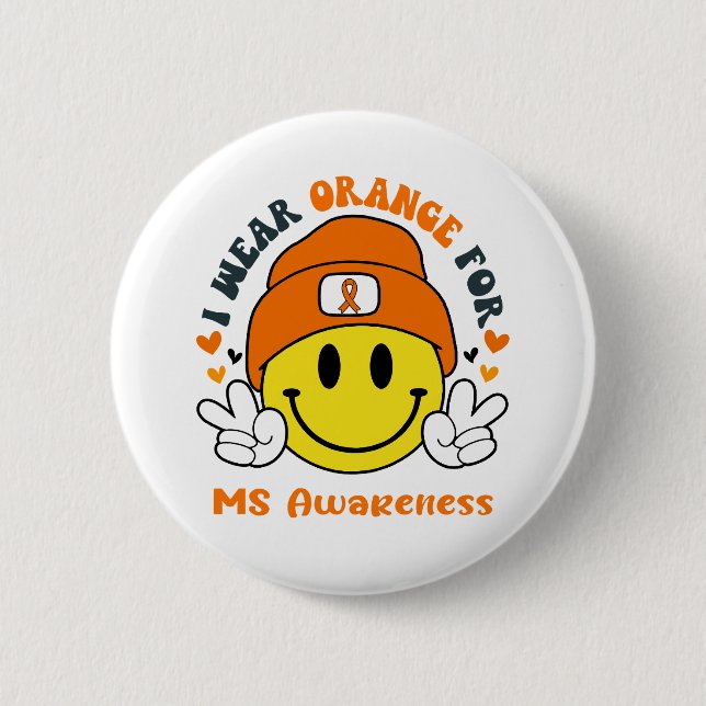 MS Awareness Ribbon Support Gifts 2 Inch Round Button (Front)