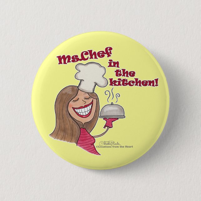Ms.Chef  in the kitchen 2 Inch Round Button (Front)