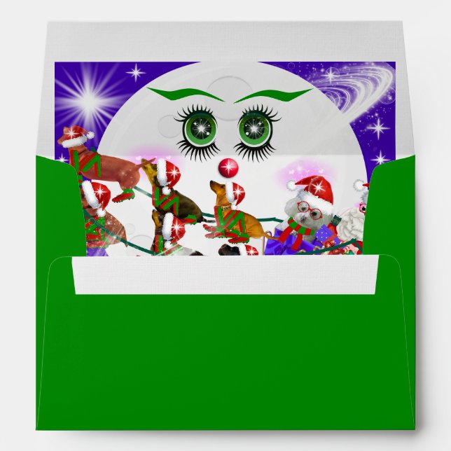 Ms. Christmas Moon Santa & Weenie Dogs Envelopes (Back (Bottom))