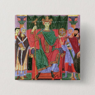 Ms Cim.4453 f.42r Holy Roman Emperor Otto III Enth 2 Inch Square Button
