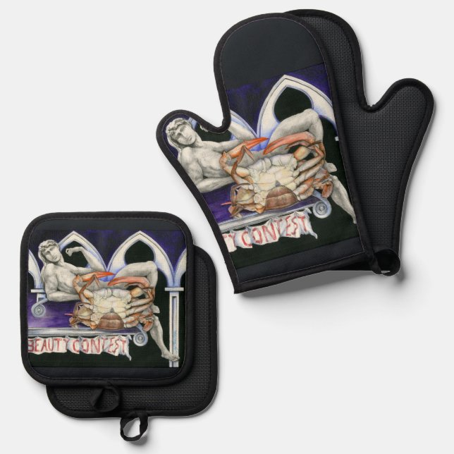 Ms Crabtree, The New World. Oven Mitt & Pot Holder Set (Front/Back)
