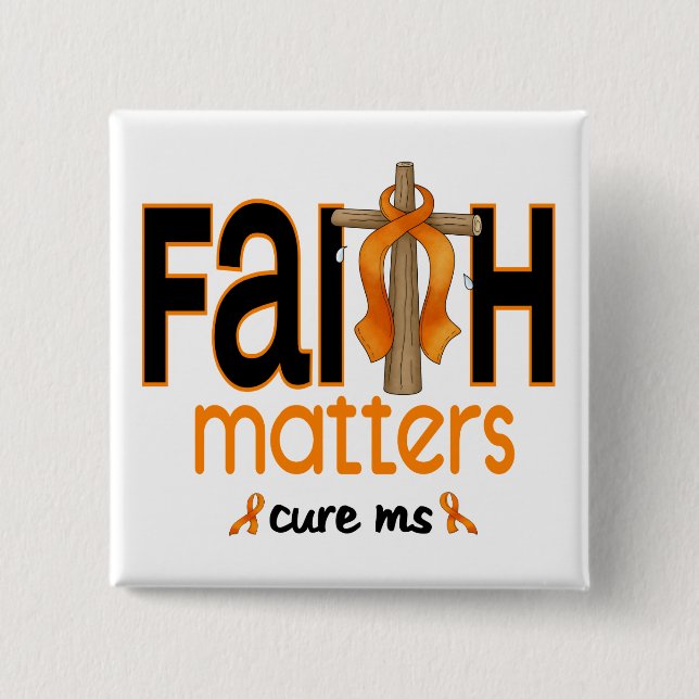 MS Faith Matters Cross 1 2 Inch Square Button (Front)
