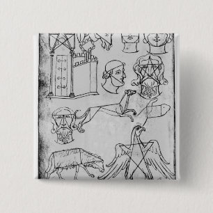 Ms Fr 19093 fol.18v Various drawings 2 Inch Square Button