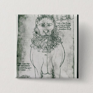 Ms Fr 19093 fol.24v Lion and Porcupine 2 Inch Square Button