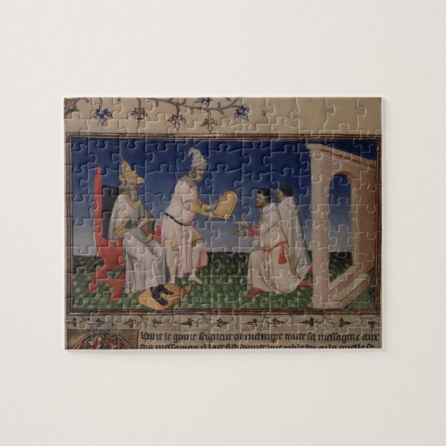 Ms Fr 2810 f.3v Kublai Khan (1214-94) giving his g Jigsaw Puzzle (Horizontal)