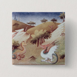 Ms Fr 2810 f.55v Dragons and other beasts 2 Inch Square Button