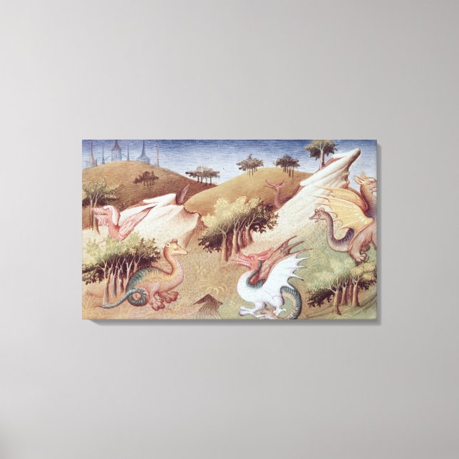 Ms Fr 2810 f.55v Dragons and other beasts Canvas Print (Front)