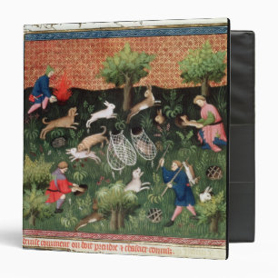 Ms Fr 616 fol.92 Hunting hares, from the Livre de Binder