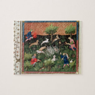 Ms Fr 616 fol.92 Hunting hares, from the Livre de Jigsaw Puzzle