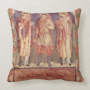 Ms Lat 1141 fol.2v The Coronation of Charles II (8 Throw Pillow