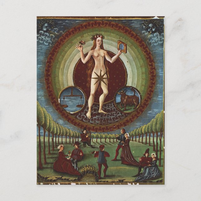 Ms Lat. 209 f.9v Venus, from 'De Sphaera', c.1470 Postcard (Front)