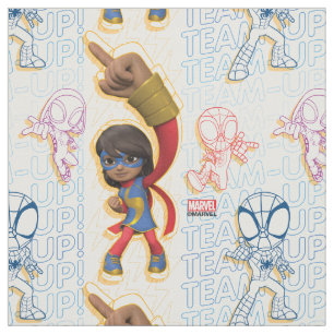 Ms. Marvel & Spidey Team Pattern Fabric