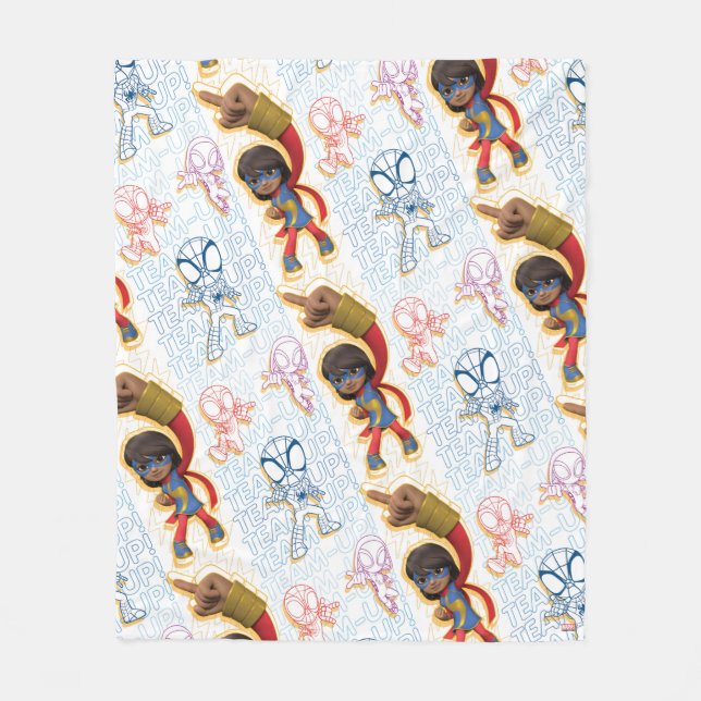Ms. Marvel & Spidey Team Pattern Fleece Blanket (Front)