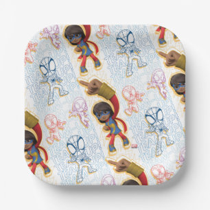 Ms. Marvel & Spidey Team Pattern Paper Plate