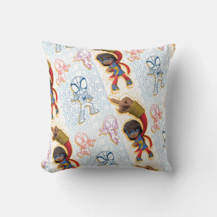 Ms. Marvel & Spidey Team Pattern Throw Pillow