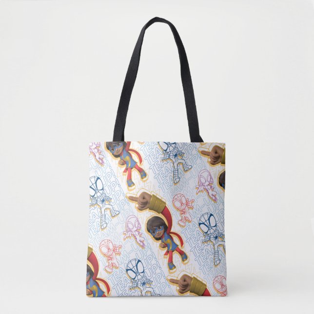 Ms. Marvel & Spidey Team Pattern Tote Bag (Front)