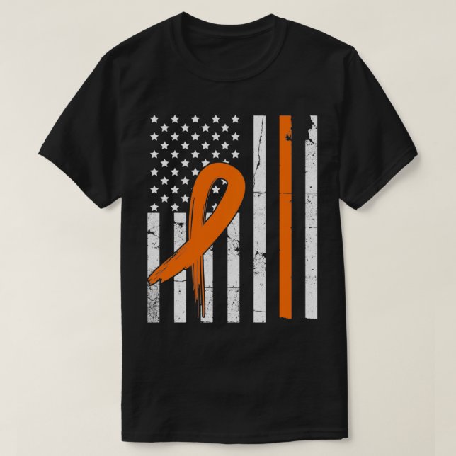 MS Multiple Sclerosis Awareness Orange Ribbon US F T-Shirt (Design Front)