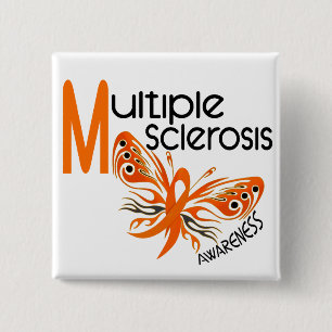 MS Multiple Sclerosis BUTTERFLY 3.1 2 Inch Square Button
