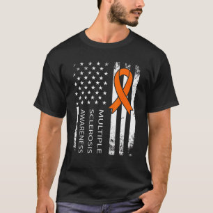 Ms Multiple Sclerosis Support American Flag For Me T-Shirt