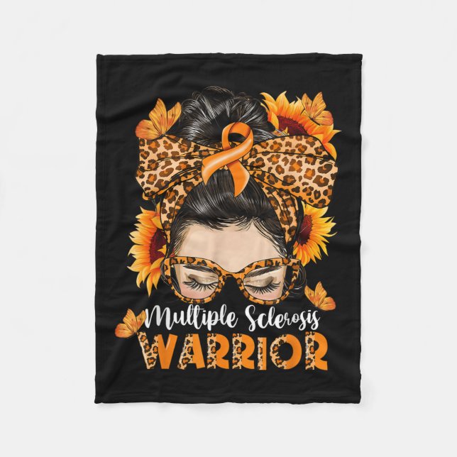 Ms Multiple Sclerosis Warrior Awareness Orange Mes Fleece Blanket (Front)