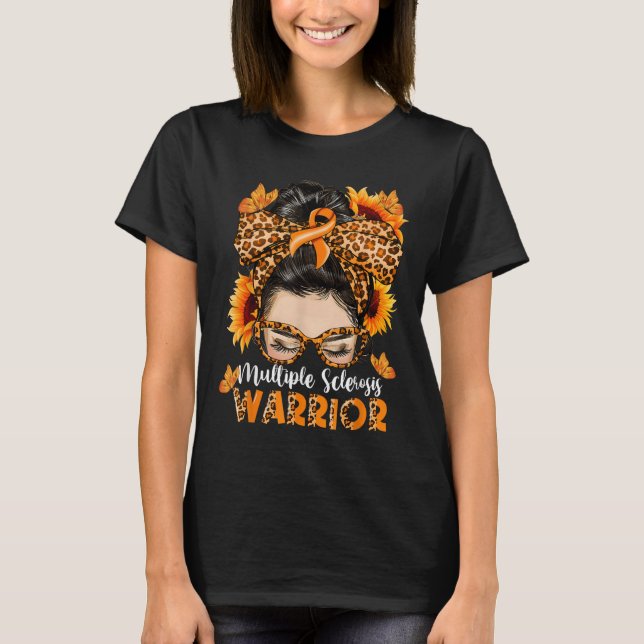 Ms Multiple Sclerosis Warrior Awareness Orange Mes T-Shirt (Front)