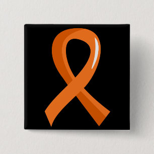 MS Orange Ribbon 3 2 Inch Square Button