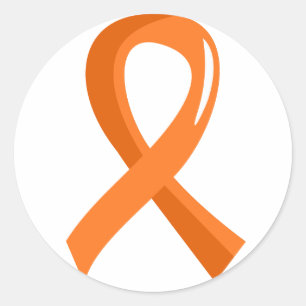 MS Orange Ribbon 3 Classic Round Sticker