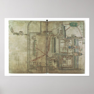 Ms R 171 f.285 Plan of Canterbury Cathedral and th Poster