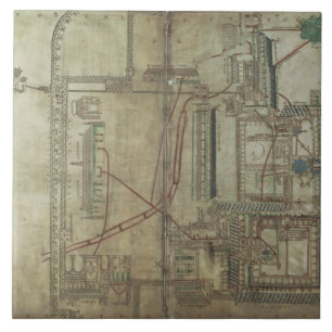 Ms R 171 f.285 Plan of Canterbury Cathedral and th Tile