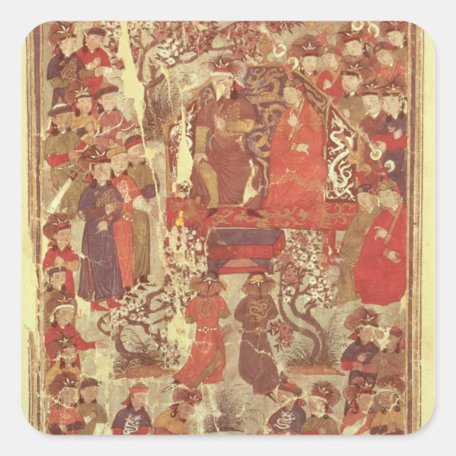 Ms. Supp. Pers.Genghis Khan and his wife Square Sticker (Front)